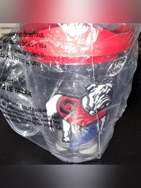 Bulldog Logo Travel Tumbler - Red and White